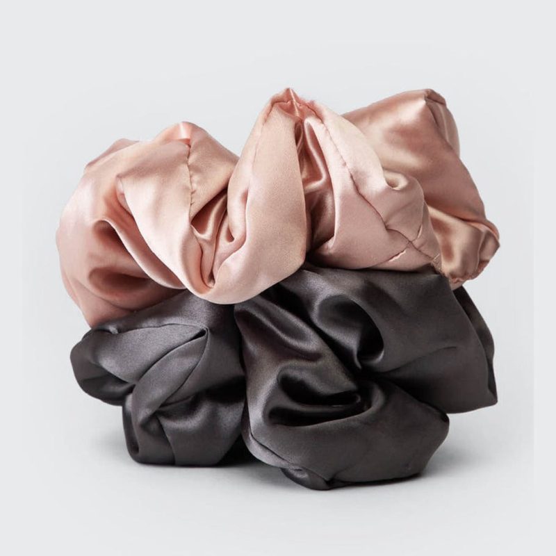 5649 Sleep satin pillow scrunchies blush charcoal